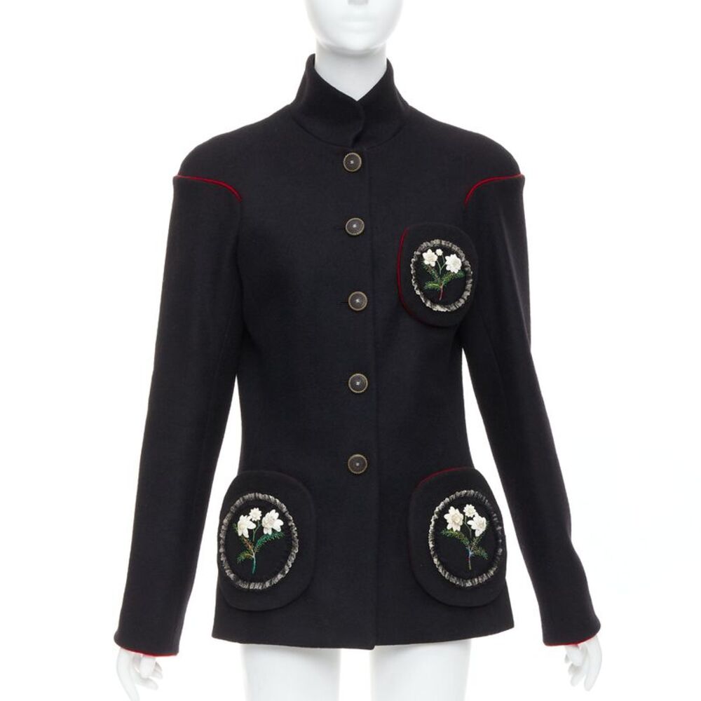Chanel Flower Embroidery Wool Coat